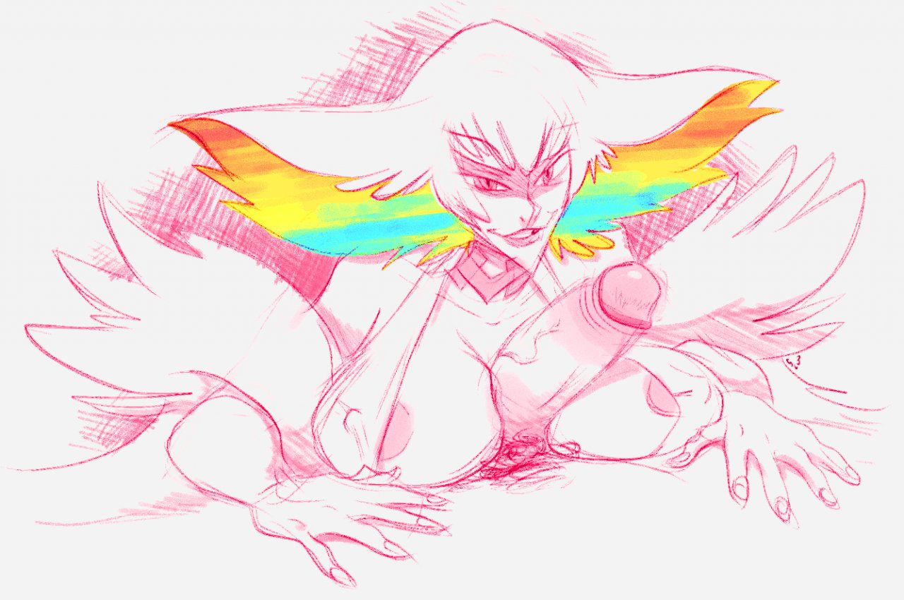 1boy, 1girls, areola, breasts, busty, female, huge breasts, kill la kill, kiryuuin ragyou, male, milf, nipple bulge, nipples, open mouth, paizuri, penis, pubic hair, rainbow hair, short hair, straight, unseen male face, voluptuous