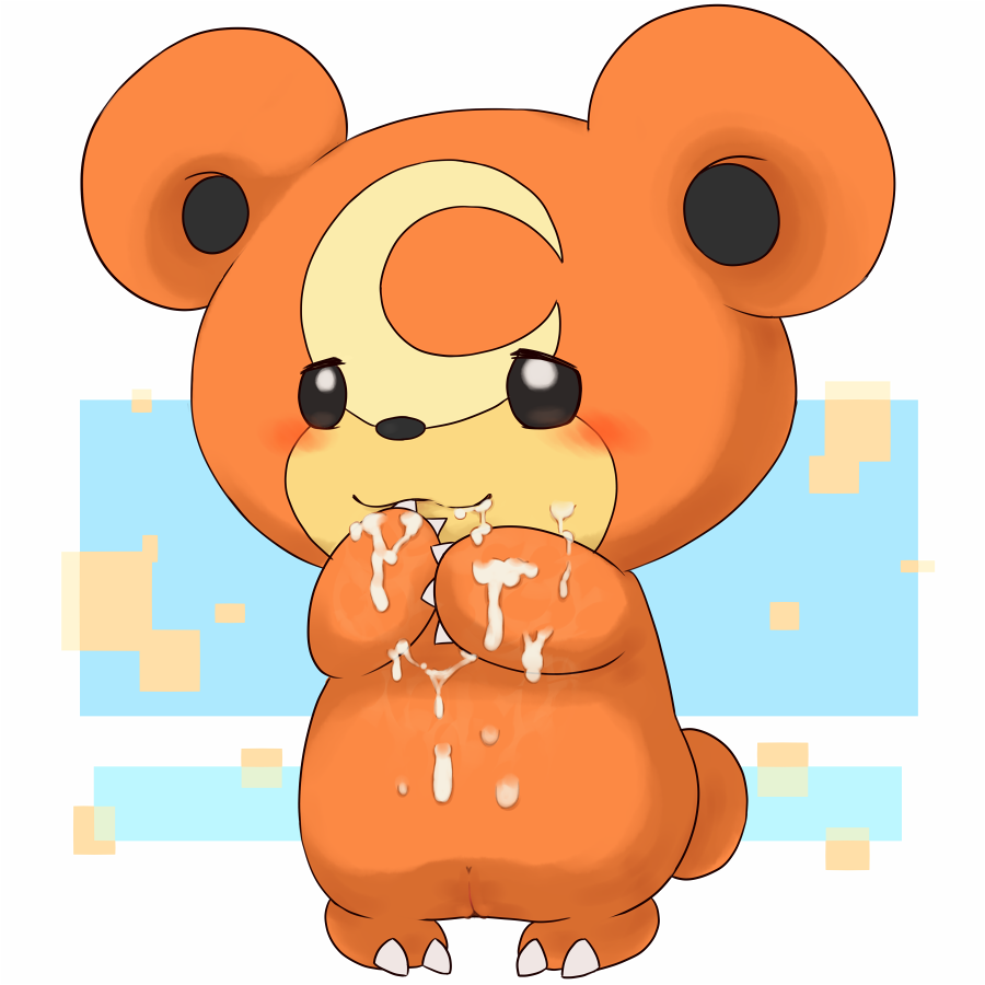 2014 anthro barefoot bear blush claws cum cum_on_face cum_on_hand cum_on_stomach cute female fur happy mammal messy nintendo nude orgasm pokemon pussy raised_arm round_ears smile solo standing teddiursa toe_claws unknown_artist video_games