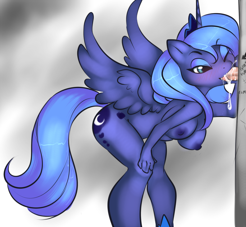 2014 alicorn anthro blush breasts equine female friendship_is_magic horn horse mammal my_little_pony oral penis pocketmew pony princess_luna_(mlp) unicorn wings