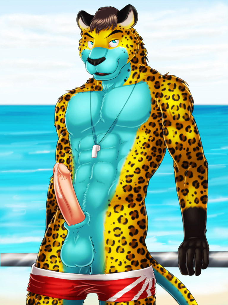 furry leapord male male_only necklace no_humans solo speedo swimsuit thespeedotiger toned