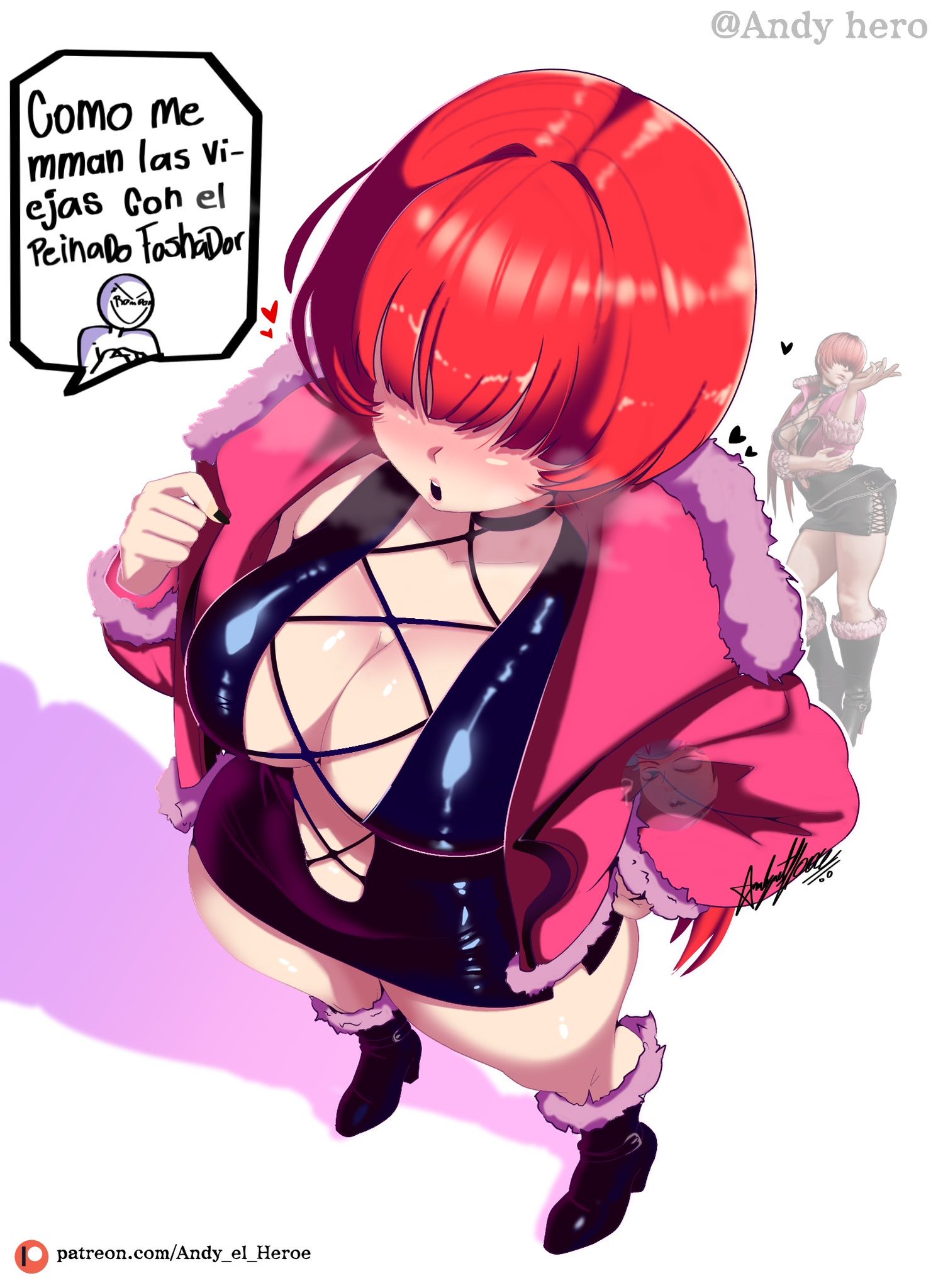 andy hero, big ass, big breasts, big butt, big thighs, big titties, breasts, clothing, curvaceous, curvaceous female, curvaceous figure, curvy, curvy figure, curvy hips, female, female focus, female only, king of fighters, red hair, shermie (kof), short hair, the king of fighters