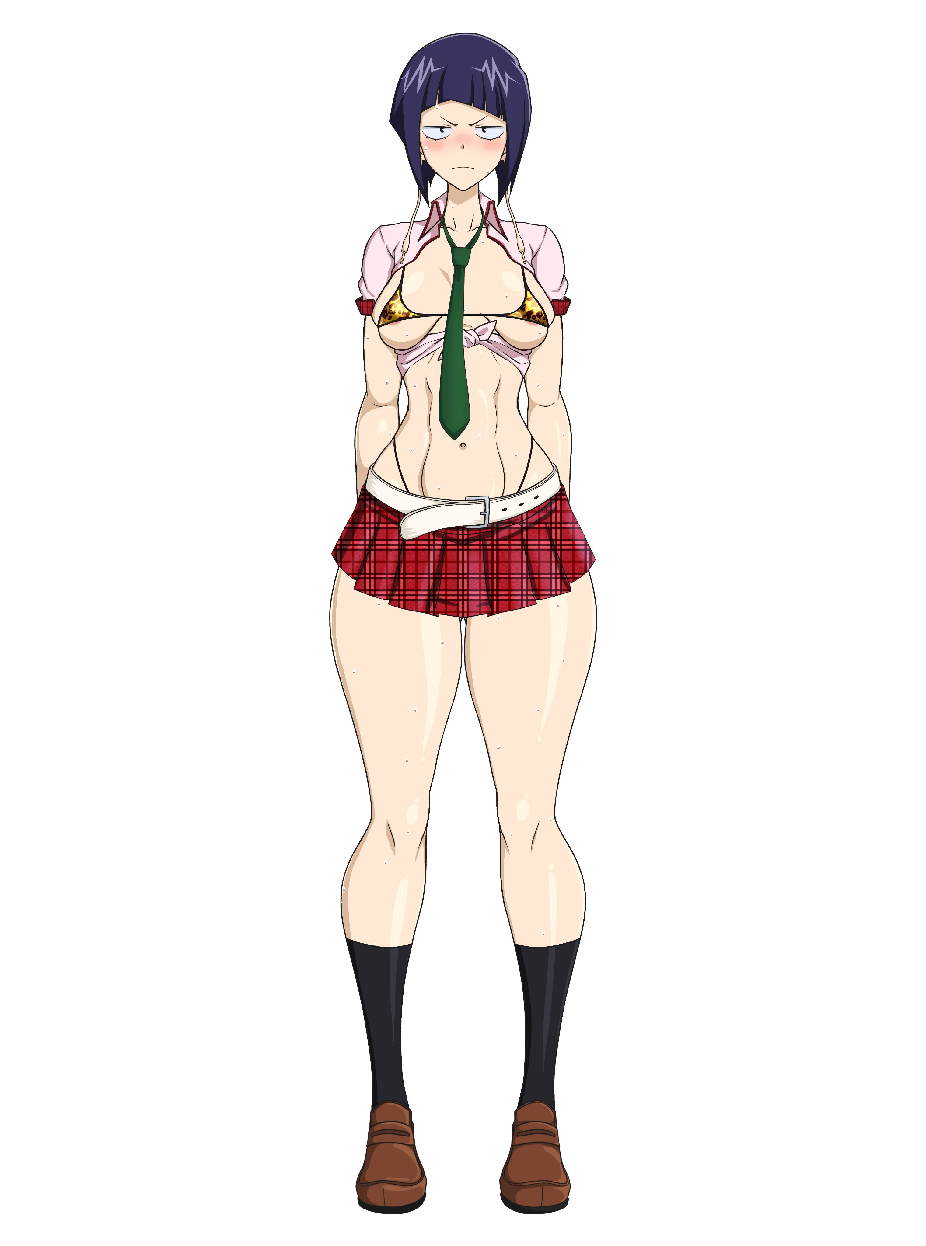 1girls, black eyes, blue hair, blush, boku no hero academia, breasts, closed mouth, female, kyoka jiro, my hero academia, sihkygmojsn, small breasts, standing, thick thighs, wide hips