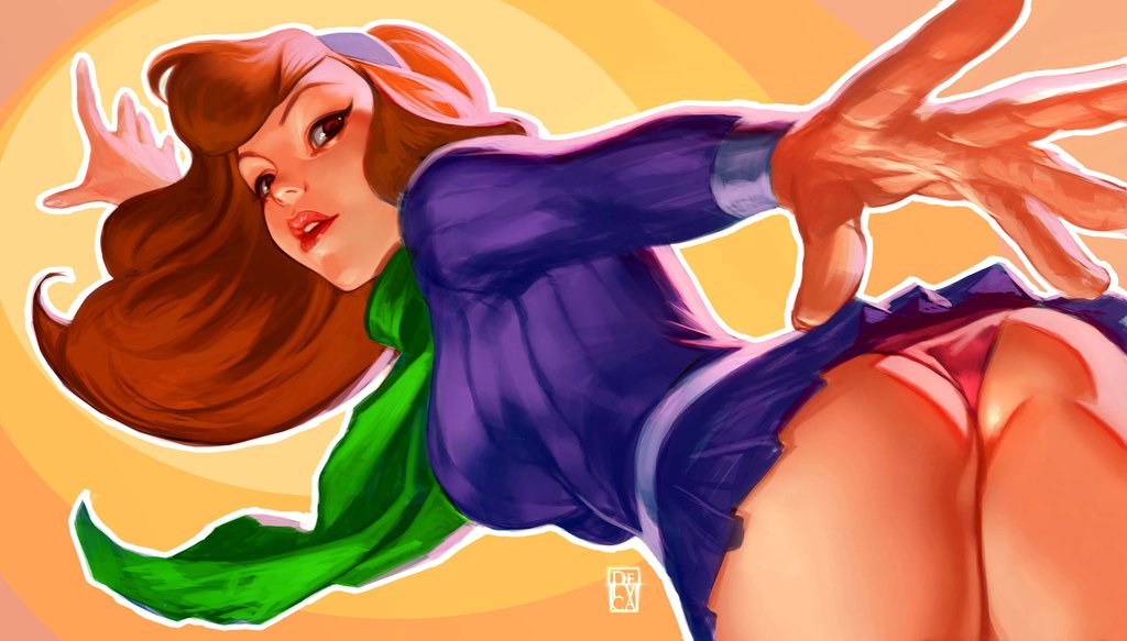 antoniodeluca, daphne blake, female, female only, hanna-barbera, human, panties, pink panties, scooby-doo, solo, tagme, upskirt