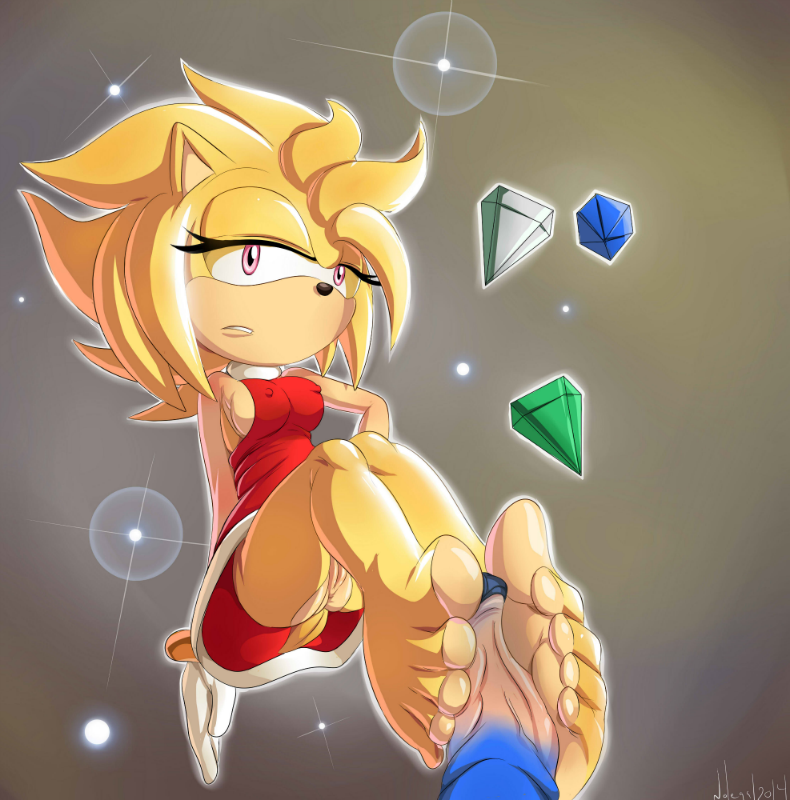 amy_rose anthro ass bottomless breasts chaos_emerald feet female footjob fur hedgehog male no_panties nolegal pussy sonic_(series) straight super_amy unseen_male_face