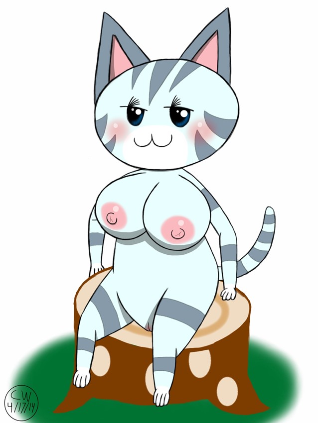 2014 animal_crossing blush crockwad feline furry huge_breasts huge_nipples lolly_(animal_crossing) nintendo pussy stump