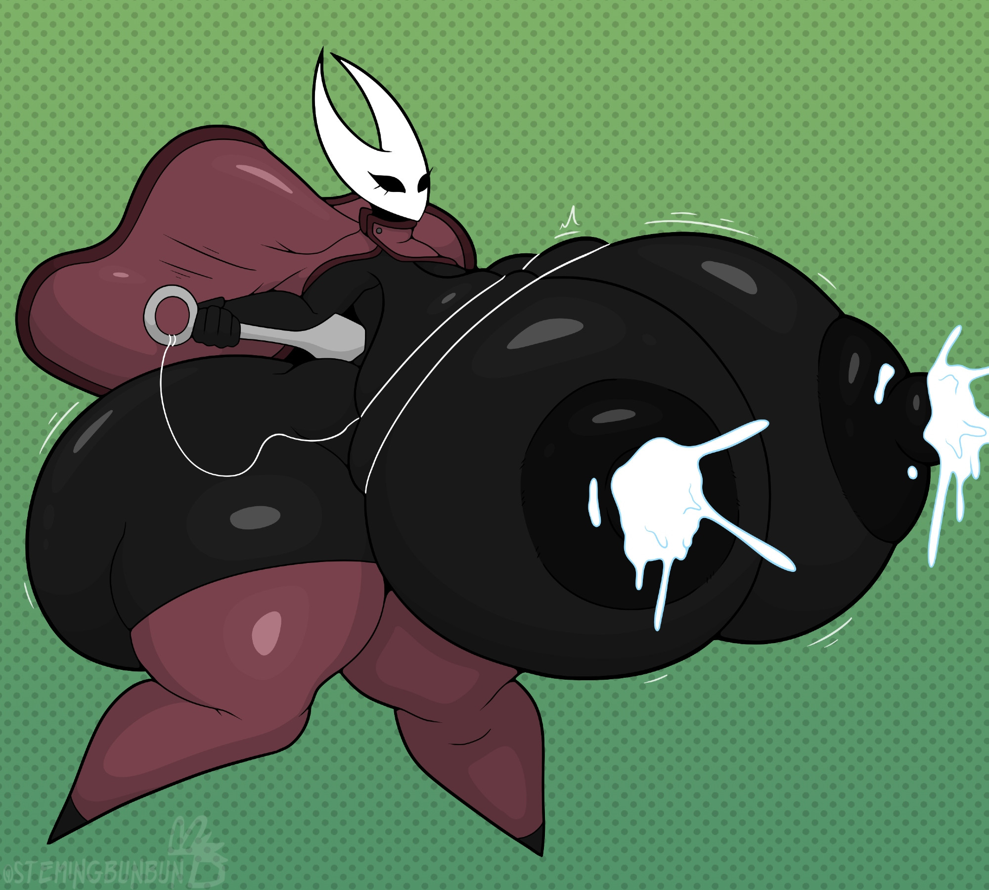 2025, 2d, 2d (artwork), 2d artwork, arachnid, arachnid humanoid, ass bigger than head, breasts bigger than head, butt bigger than head, cloak, exposed ass, exposed breasts, exposed butt, exposed tits, female, female only, hollow knight, hollow knight (franchise), hollow knight: silksong, hornet (hollow knight), huge ass, huge breasts, huge butt, lactating, lactating nipples, lactation, red cloak, silksong, solo, solo female, stemingbunbun, thick thighs, thigh highs, thighhighs, tits bigger than head, watermark