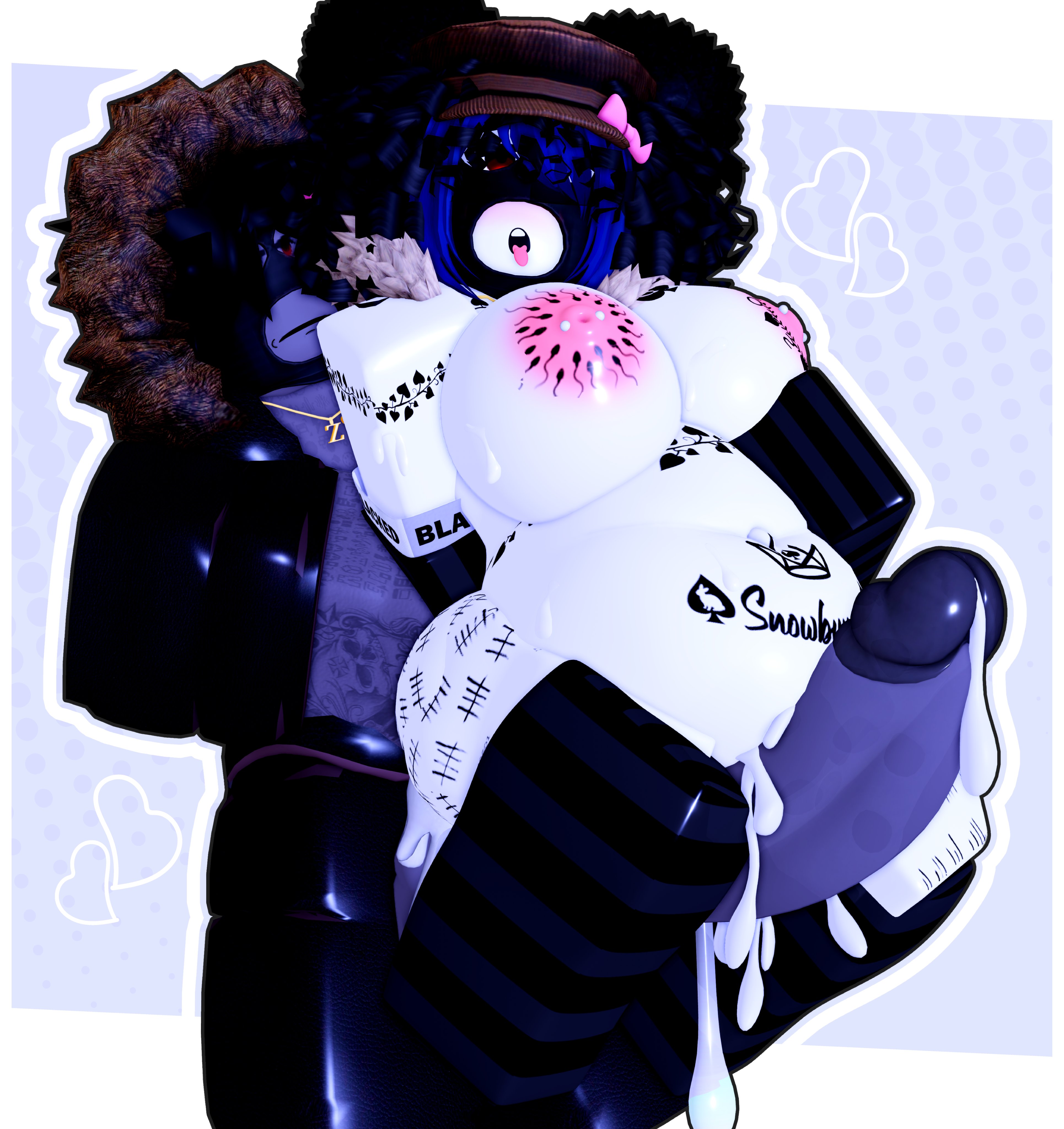 1boy, 1girls, 3d, ahe gao, belly expansion, belly inflation, blacked, blacked clothing, blacked tattoo, collaboration, cum, female, inflation, l1ztroy, male, qos, qos tattoo, queen of spades, roblox, robloxian, snowbunny, source request, tagme, tattoo, unseen male face