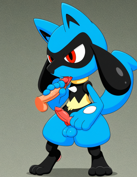 ai_generated anonymous_male blowjob cub gay knotted_penis licking_penis pokemon pokemon_(species) pokephilia questionable_consent riolu small_penis sucking_penis tagme zoophilia