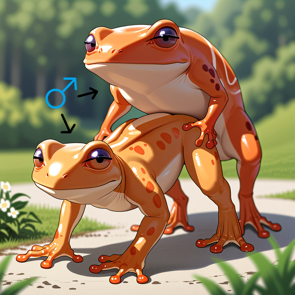 ai_generated ambiguous_penetration amphibian depth_of_field doggy_style edited_image feral feral_on_feral frog gay lambai11 males_only nature_background orange_skin quadruped shitpost yaoi