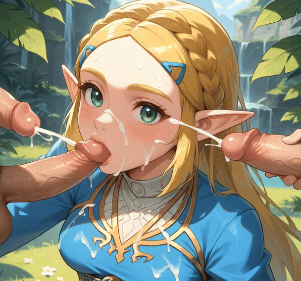 ai ai_generated anime anime_girl anime_style braids bukkake cum ejaculation elf elf_ears elf_girl fellatio_gesture female gangbang link link_(breath_of_the_wild) link_(tears_of_the_kingdom) multiple_penises princess_zelda semen semen_in_mouth semen_on_body zelda_(breath_of_the_wild) zelda_(tears_of_the_kingdom) zelda_(twilight_princess)