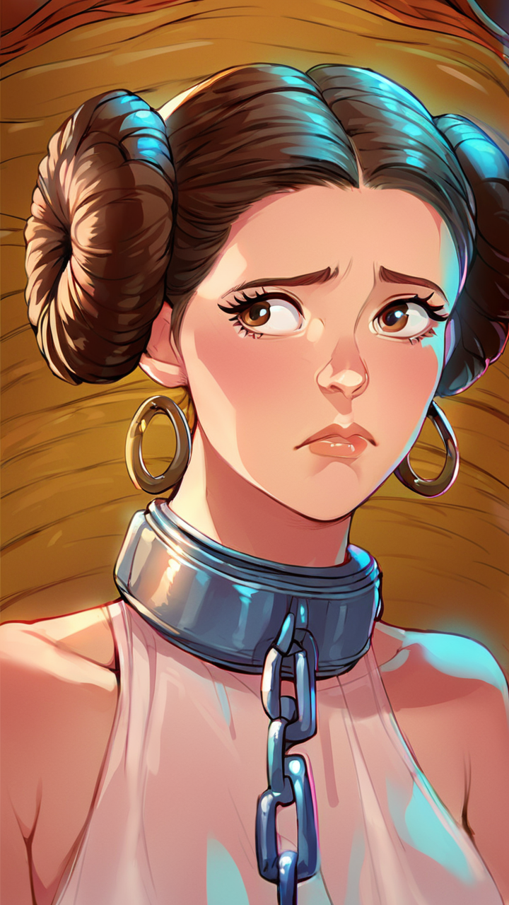 afraid ai_generated princess_leia_organa slave slave_collar star_wars