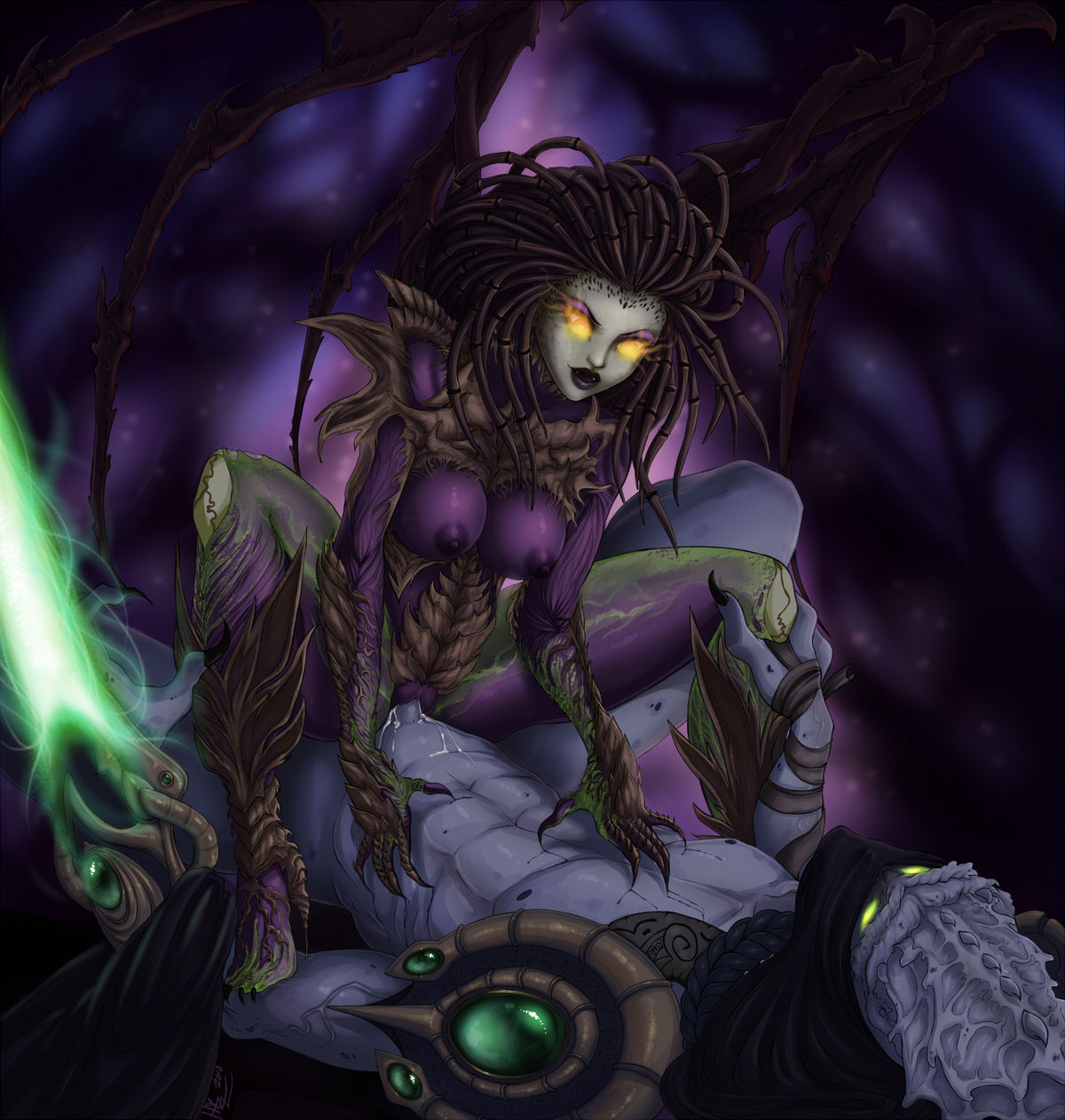 alien barefoot breasts domination dreadlocks female femdom forced green_eyes infested_kerrigan interspecies male penis pussy rape reverse_rape sarah_kerrigan sex starcraft starcraft_2 straight weapon yellow_eyes zeratul