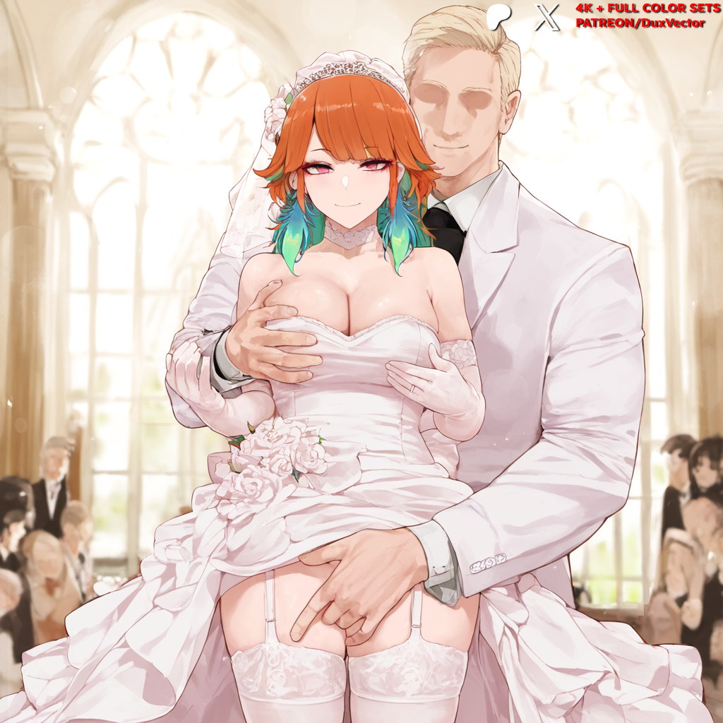 1boy ai_generated bangs bare_shoulders black_hair blonde_hair blush bouquet breast_grab breasts bridal_veil bride church cleavage closed_mouth clothing crown dress duxvector earrings elbow_gloves faceless faceless_male feather_earrings feathers female female fingering flower formal garter_belt garter_straps gloves grabbing green_hair groom groping hair_flower hair_ornament headdress headwear holding_bouquet hololive hololive_english husband_and_wife indoors jewelry large_breasts legwear lingerie long_hair looking_at_viewer male multicolored_hair multiple_boys multiple_girls netorare ntr orange_hair public_indecency purple_eyes red_eyes rose see-through short_hair smile standing straight strapless strapless_dress suit takanashi_kiara takanashi_kiara_ch. thighhighs thighs tiara underwear veil virtual_youtuber wedding wedding_dress white_dress white_flower white_gloves white_legwear white_thighhighs