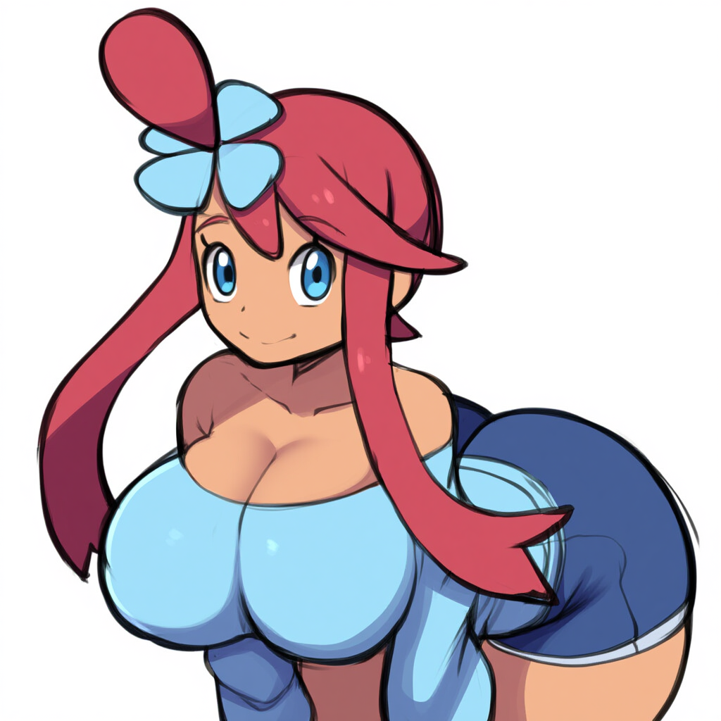 1girls ai_generated big_breasts curvaceous curvy dark-skinned_female dark_skin huge_breasts large_breasts mullon novelai pokemon pokemon_bw pokemon_bw2 skyla_(pokemon) solo thick_thighs wide_hips