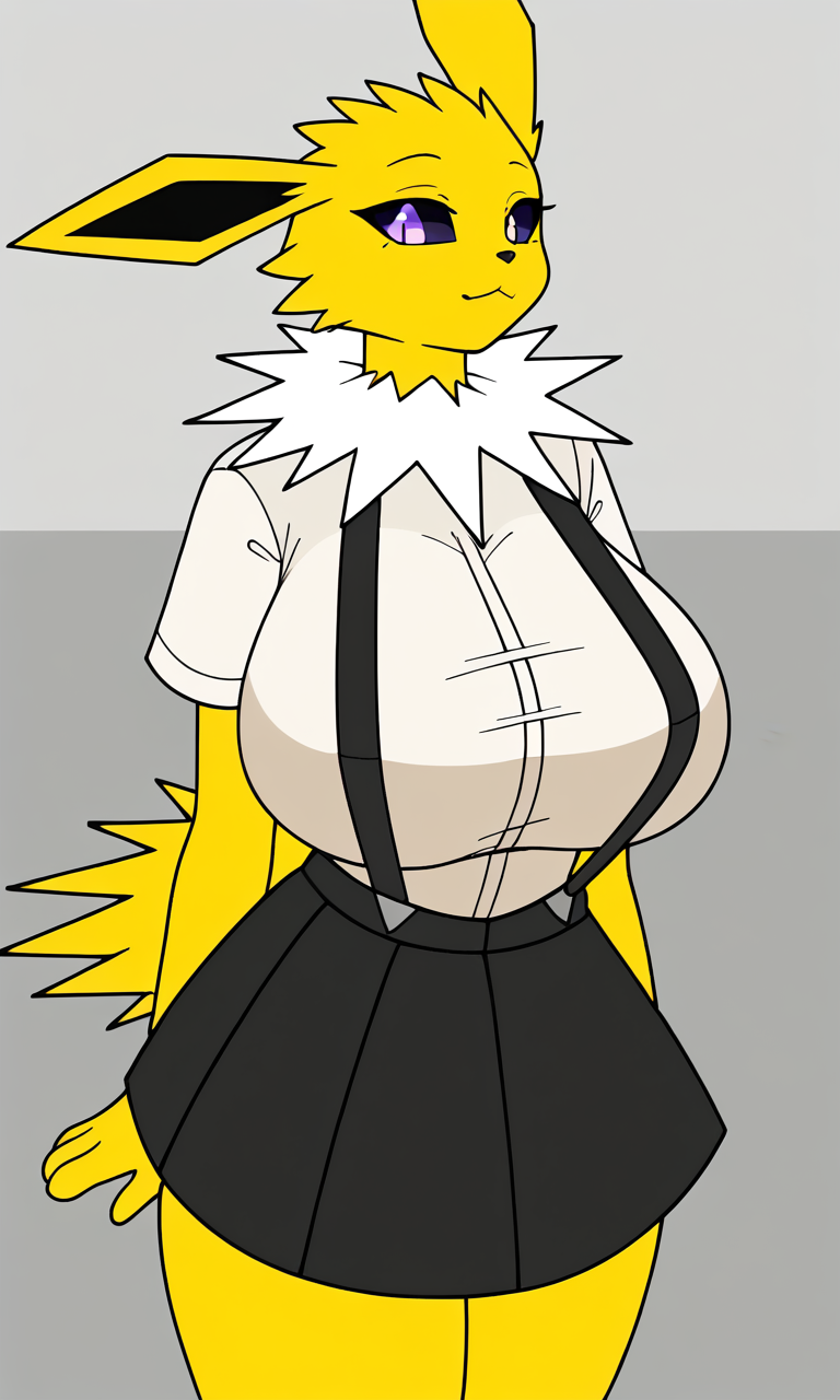 ai_generated autismmix autismmix_confetti_(model) eeveelution ena_(cosplay) female female female_only giant_breasts jolteon pixai pokemon_(species) wide_hips