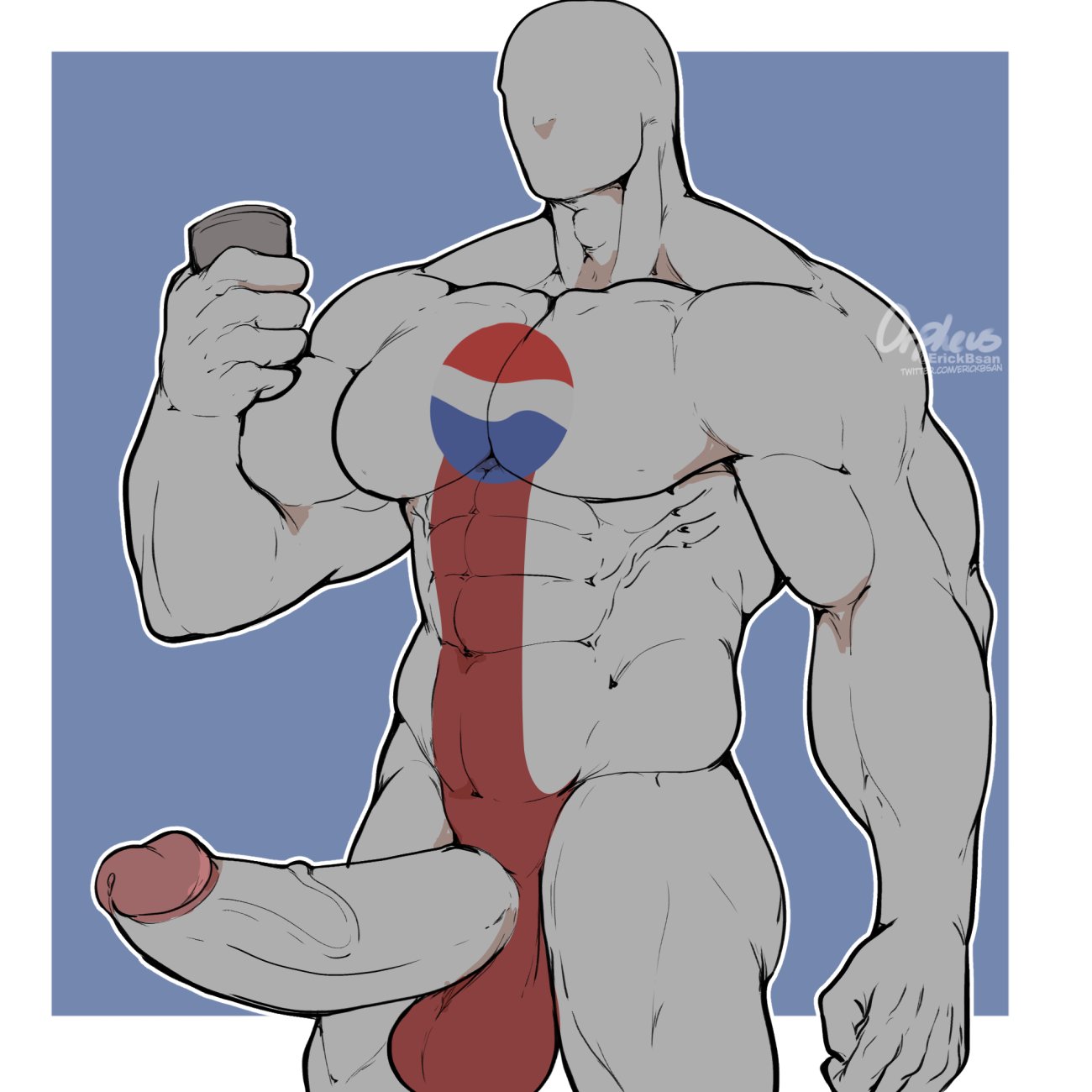 1boy, balls, big muscles, big penis, erickbsan, male, male only, muscles, penis, pepsiman, solo