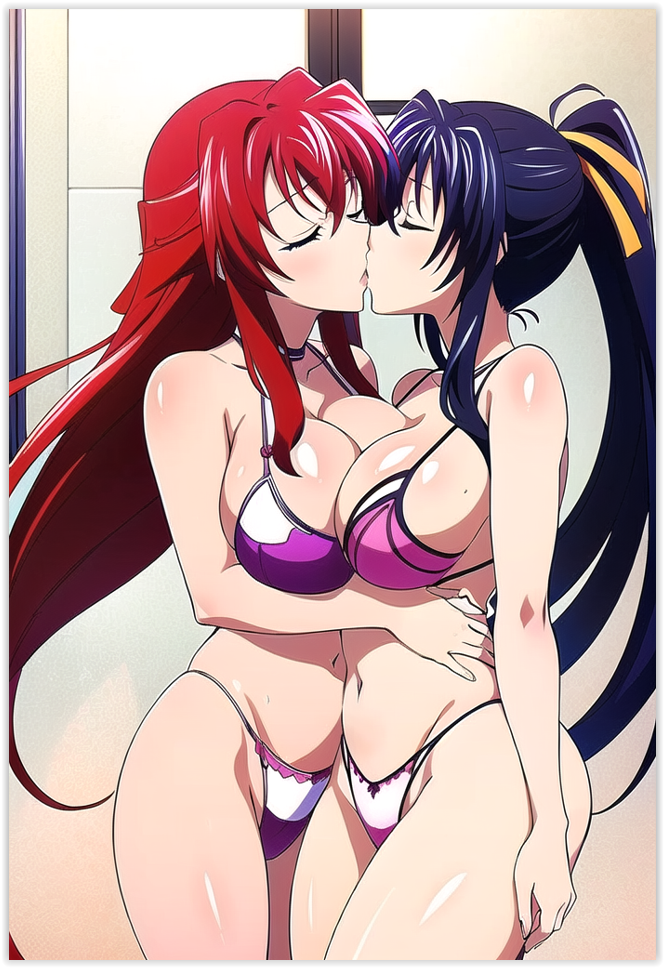 2females ai_generated akeno_himejima big_ass_lesbians dominant_females female_only female_with_female high_school_dxd large_breasts_lesbians lesbians_kissing rias_gremory two_dominant_females yuri