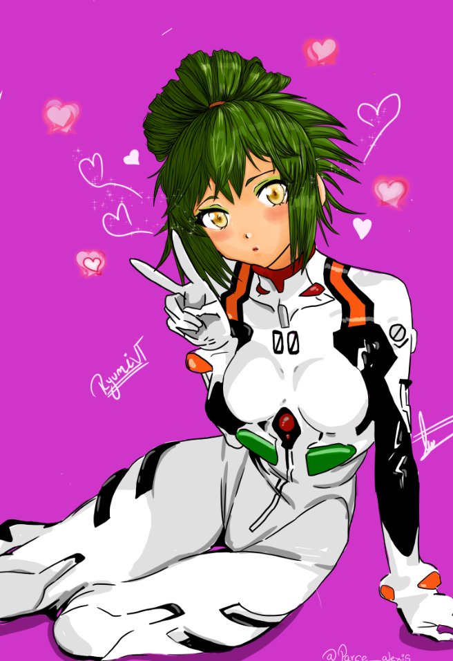 1girls bodysuit brown_eyes colombian female female_focus female_only flat_chest freckles fully_clothed green_hair hispanic hispanic_virtual_youtuber indie_virtual_youtuber latam_virtual_youtuber light-skinned_female light_skin neon_genesis_evangelion parce_alexis peace_sign ponytail rei_ayanami_(cosplay) ryumi ryumivt short_hair sitting small_breasts solo_female tight_clothing twitch twitch.tv virtual_youtuber vtuber yellow_eyes youtube youtube_hispanic