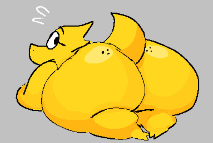 1girls alphys ass big_ass disksystems female lying morbidly_obese nude tagme undertale