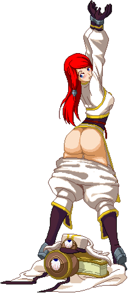 ass blazblue boxman pants_down sprite_edit tsubaki_yayoi