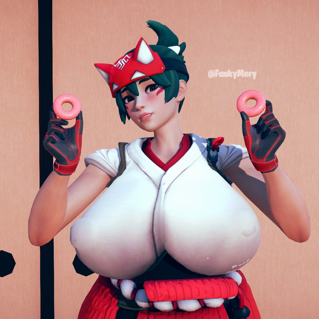 1girls 3d 3d_(artwork) alternate_breast_size asian asian_female big_breasts blizzard_entertainment blush brown_eyes curious donut face_markings female fox_ears fully_clothed funkymery green_hair honey_select honey_select_2 huge_breasts huge_nipples illusion_soft japanese_clothes kiriko_(overwatch) kitsune_mask looking_at_viewer nipple_bulge nipples nipples_visible_through_clothing overwatch overwatch_2 watermark