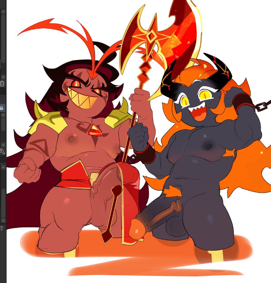 2boys, burning spice cookie, capsaicin cookie, cock, cookie run, cookie run kingdom, cookies, do not repost, father and son, gay, hyeon47, lava, male only, nude, nude male, penis, teasing penis, teasing viewer
