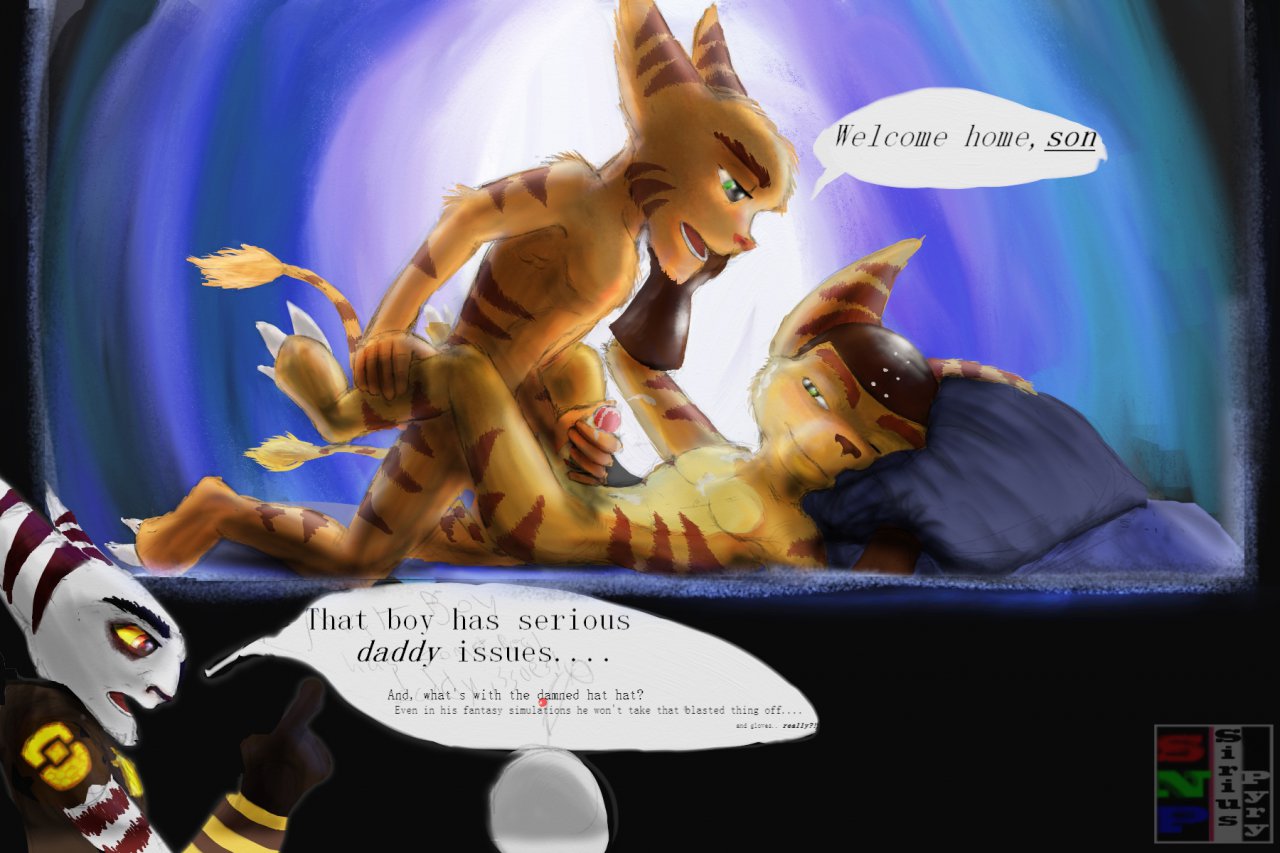 3boys alister_azimuth anal cum cumshot dialog father furry furry_only gay handjob incest kaden_(ratchet_and_clank) lombax lying male male/male male_only missionary_position on_back orgasm parent penis ratchet_(ratchet_and_clank) ratchet_and_clank sex siriusandpyri son text video_games yaoi