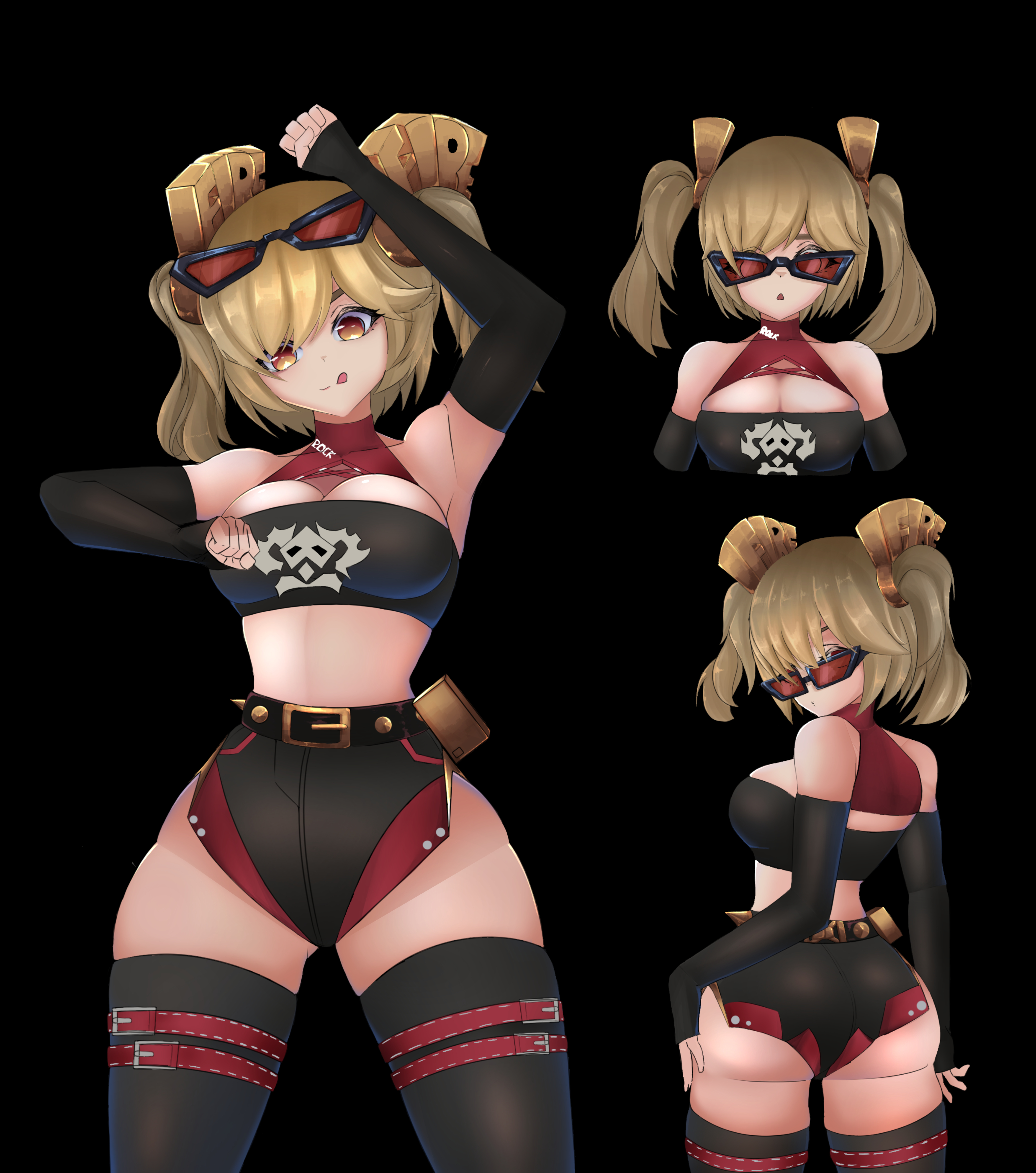 3d, ass, big ass, big breasts, blonde hair, breasts, burnice white, female, red eyes, zenless zone zero