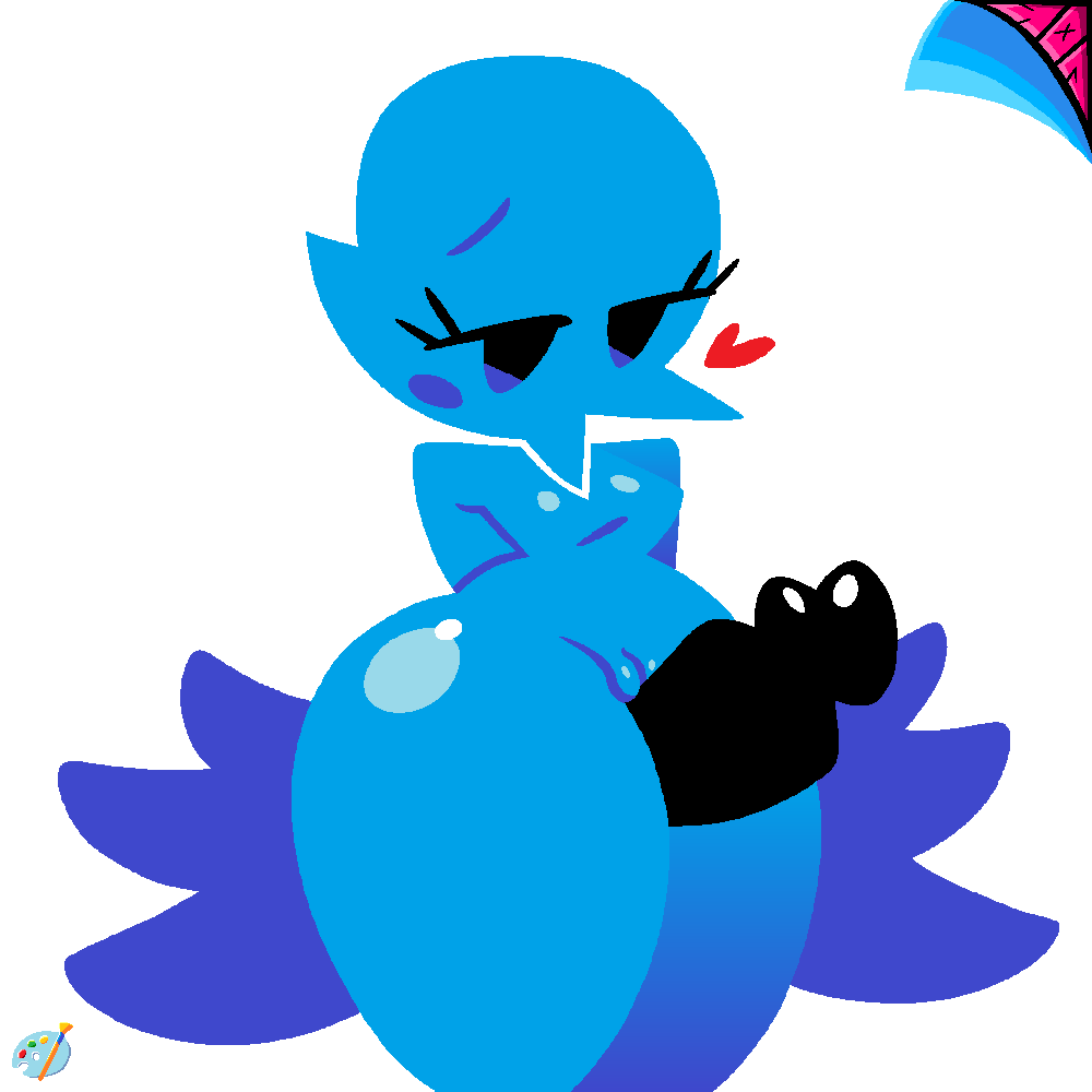 bird_girl black_penis blue_body heart jjoyplus mspaint penis penis_between_thighs thigh_job twitter twitter_bird