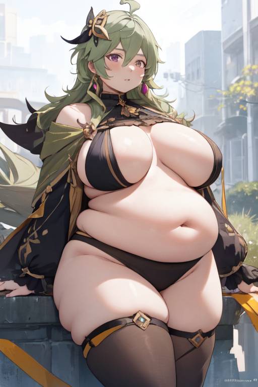 1female 1girls ai_generated bbw belly big_belly breasts chubby chubby_female collei_(genshin_impact) exposed_belly exposed_belly_button exposed_fat_belly fat fat_female fat_girl fat_woman female female_focus female_only genshin_impact green_hair green_hair_female hoyoverse light-skinned_female light_skin mihoyo mihoyo_technology_(shanghai)_co._ltd. obese obese_female overweight overweight_female solo solo_female solo_focus sumeru_girls thick_thighs thighs wide_hips