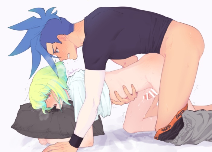 2boys, anal, anal penetration, androgynous, femboy, galo thymos, gay, gay sex, lio fotia, male, promare, size difference, twink, yaoi