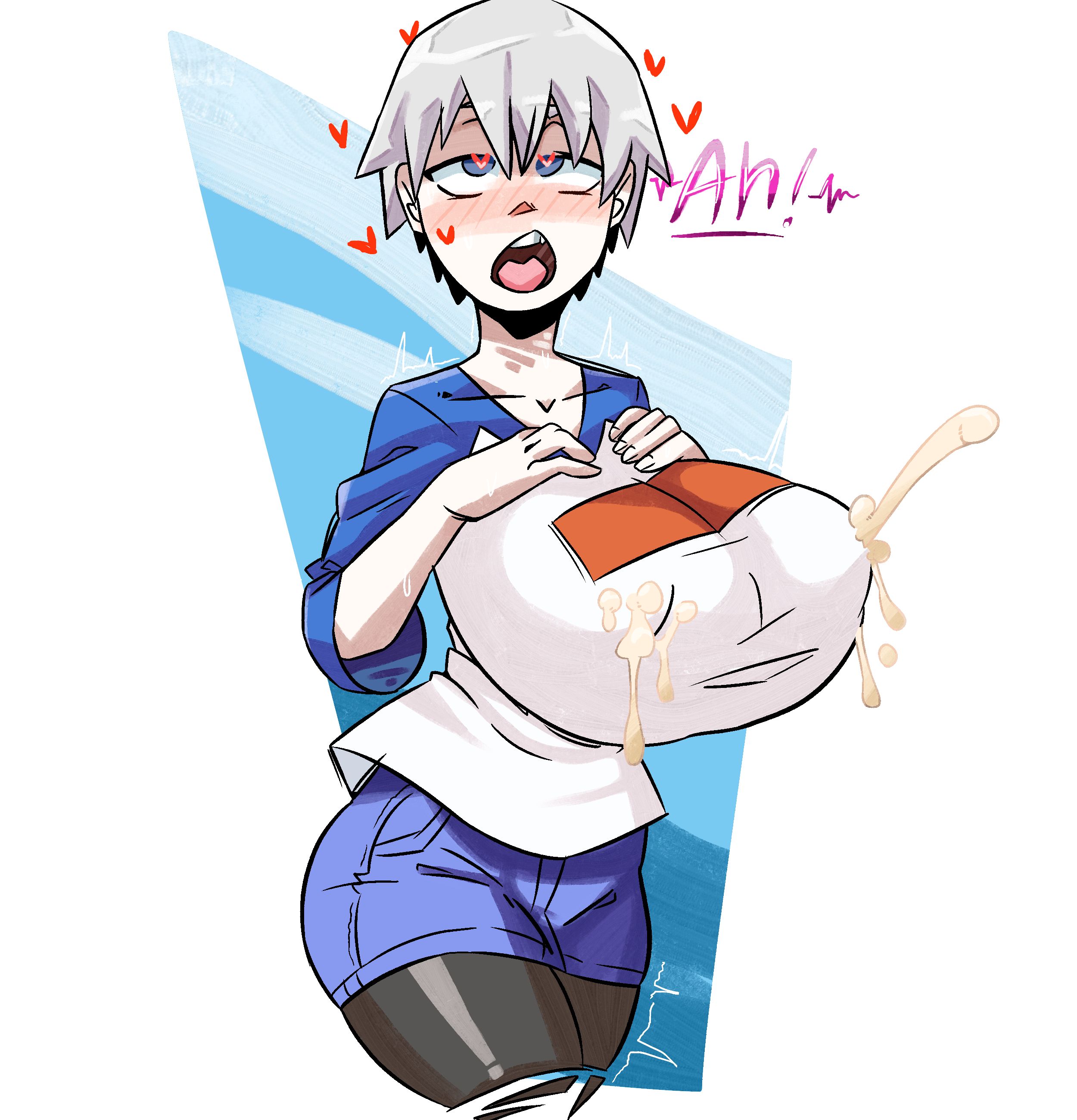 1girls, 2021, breasts, female, female only, huge breasts, lactation, lactation through clothes, solo, tagme, uzaki hana, uzaki-chan wa asobitai!, yellow milk, zero gld