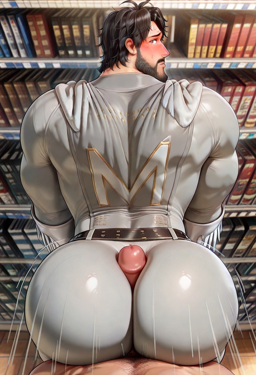 ai generated, ass, assjob, bara, beard, big ass, big ass (male), big butt, black hair, bodysuit, bubble ass, bubble butt, buttjob, buttjob over clothes, clothed male nude male, clothed sex, dreamworks, dubious consent, dudebooty17, gay, male, male only, megamind, metro man, yaoi