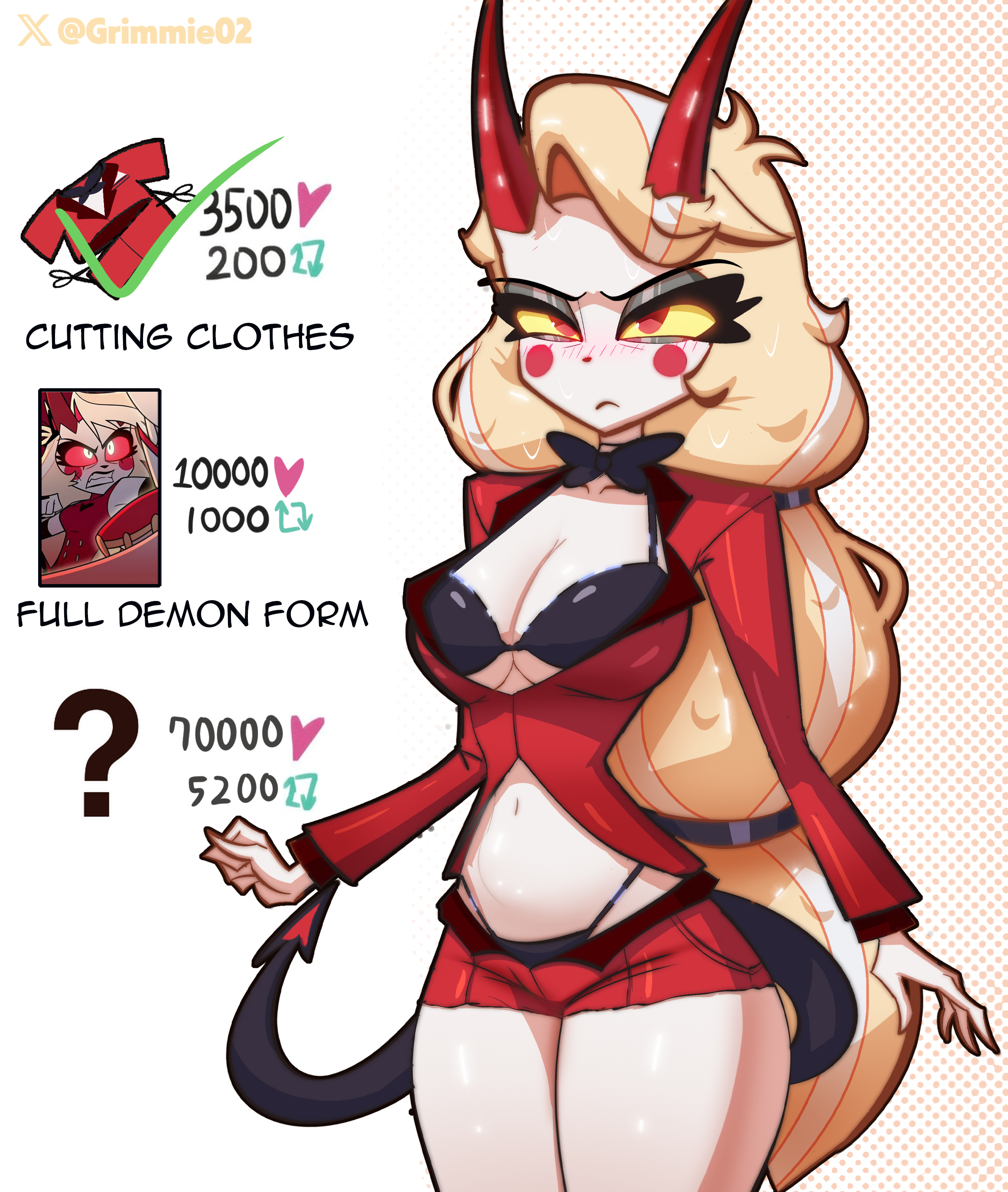 angry, bra, challenge, charlie morningstar (hazbin hotel), demon, embarrassed, grimmie02, hazbin hotel, thick thighs, thong