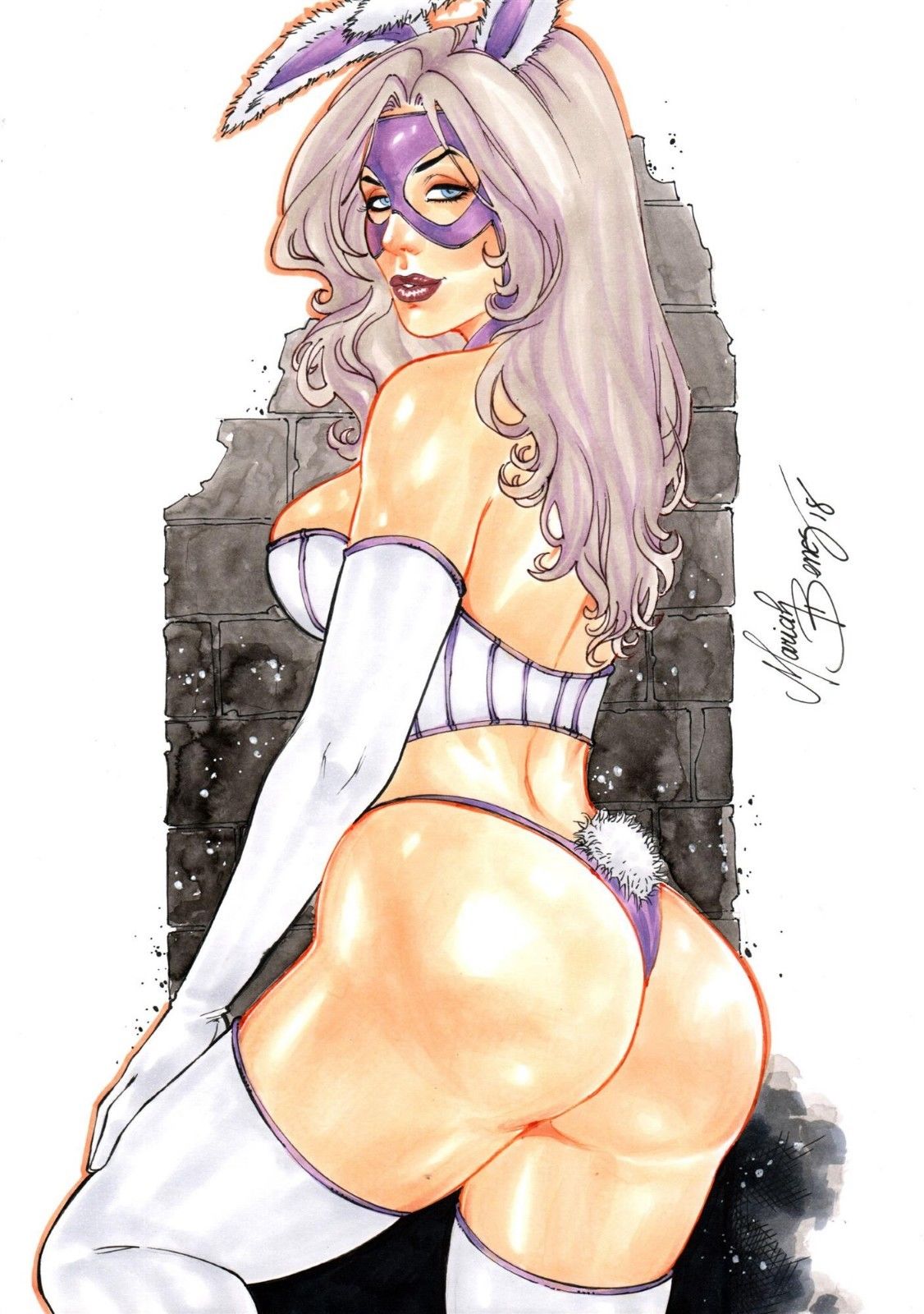 1girls 2018 animal_ears animal_tail ass batman_(series) big_ass big_breasts blue_eyes breasts brick brick_wall bricks bunny_ears bunny_girl bunny_tail bustier busty corset curvaceous curvy dat_ass dated dc dc_comics ed_benes_studio eyeshadow female female_only from_behind gloves hand_on_thigh human jaina_hudson kemonomimi large_breasts long_hair makeup mariah_benes mascara mask metahuman new_52 panties pinup purple_corset purple_mask purple_panties purple_thong red_lips red_lipstick signature solo supervillain thick_ass thick_thighs thighhighs thighs thong voluptuous white_corset white_gloves white_hair white_rabbit white_rabbit_(dc) white_thighhighs