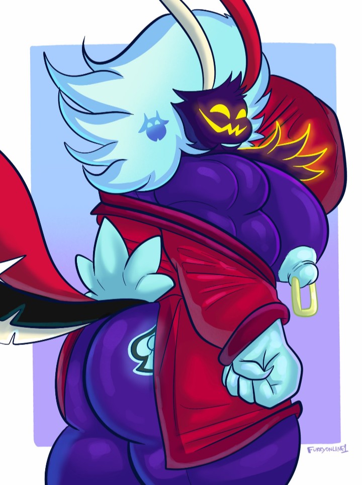 anthro, anthro only, asmodeus (helluva boss), big ass, big breasts, big butt, big moobs, big muscles, breasts, demon, demon boy, furryonline1, helluva boss, male, male only, muscles, muscular, muscular male, nipple piercing, nipple piercings, percing, qos, qos tattoo, queen of spades, queen of spades symbol, spade tattoo, tagme