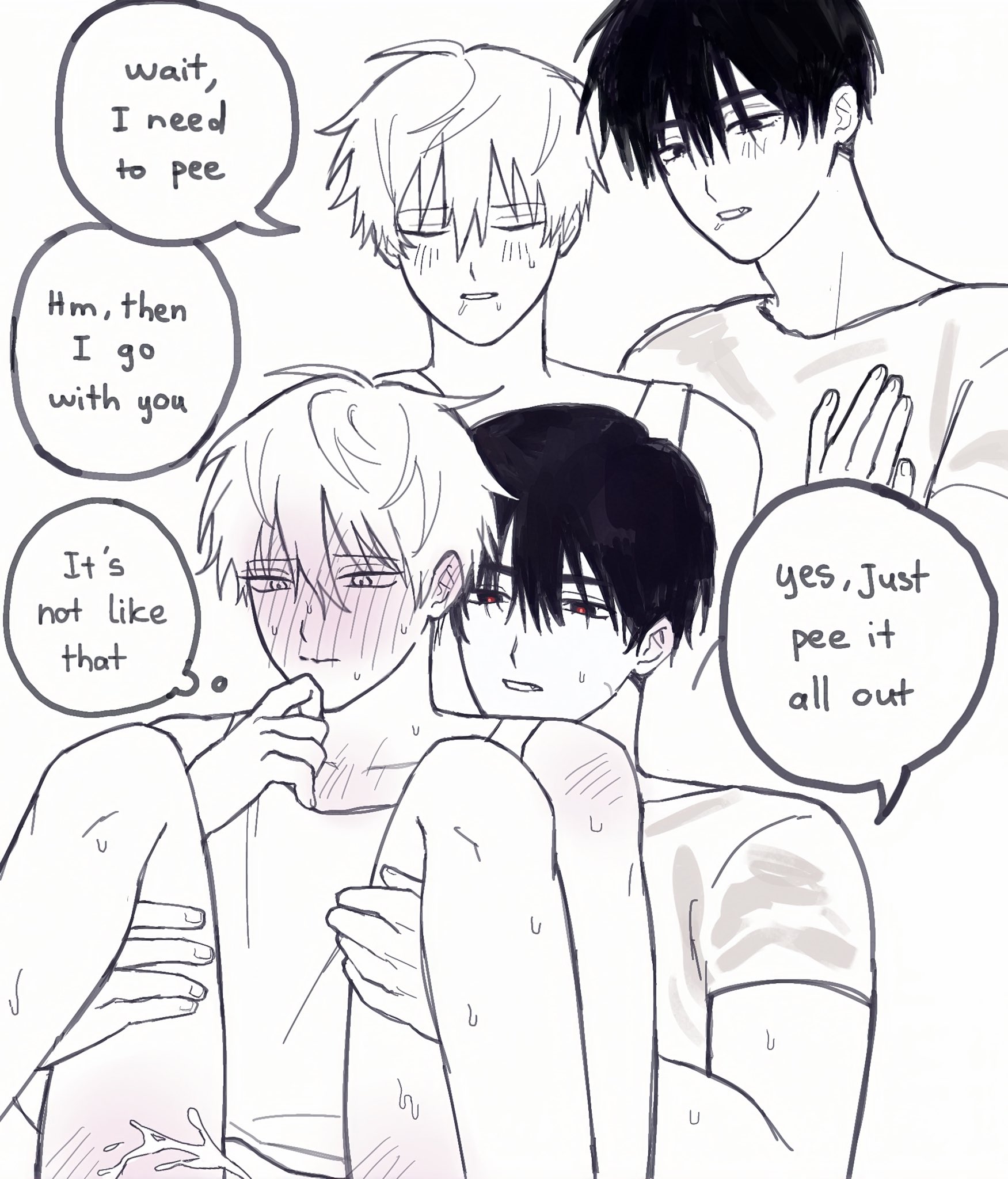 2boys, alien stage, gay, ivan (alien stage), male, peeing, peeing together, spread legs, till (alien stage), urine, yaoi