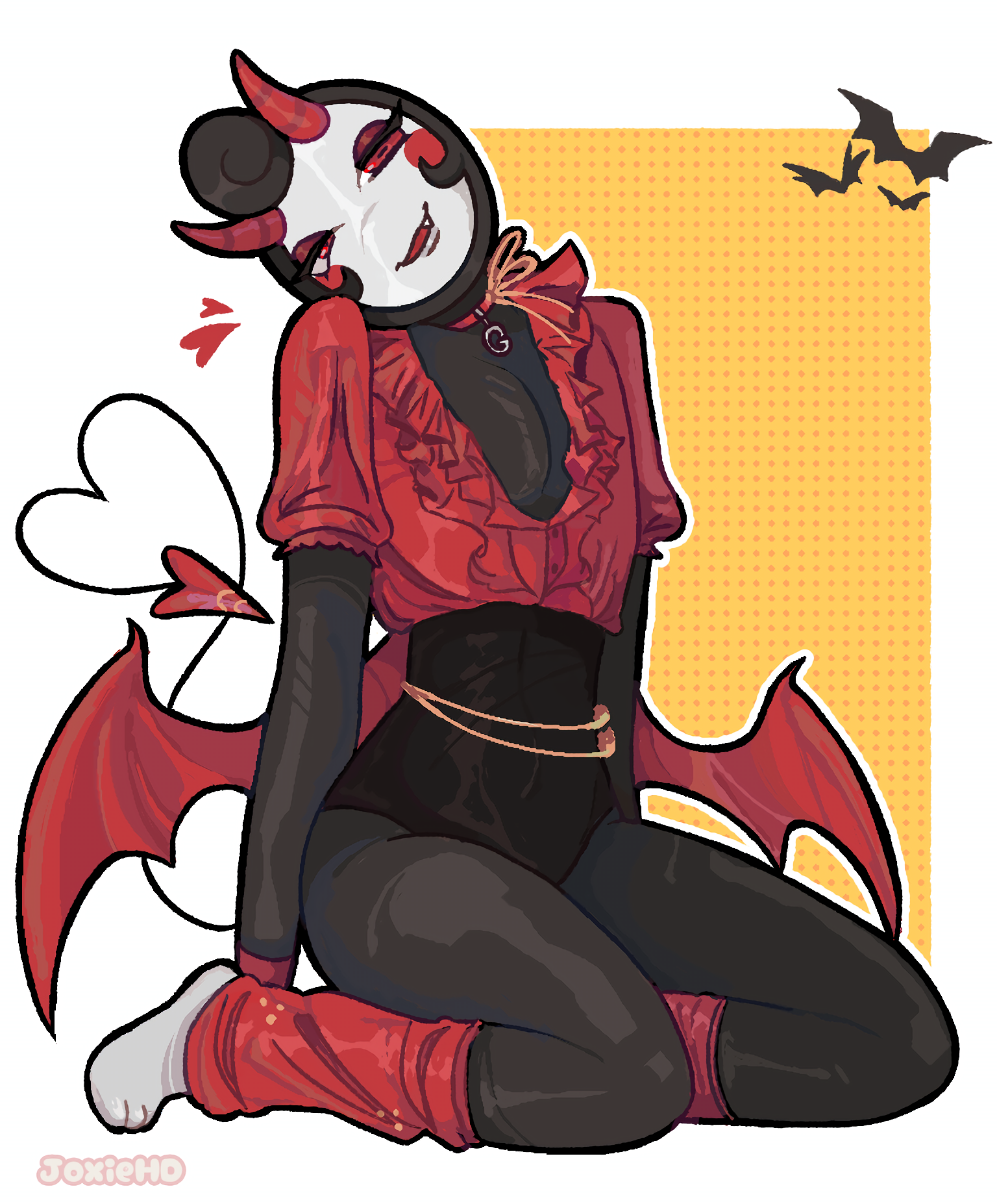 bodysuit, crimson imp glisten, dandy's world, dandys world, demon, femboy, glisten (dandy's world), halloween, latex, latex suit, male, mirror, thighs, vampire