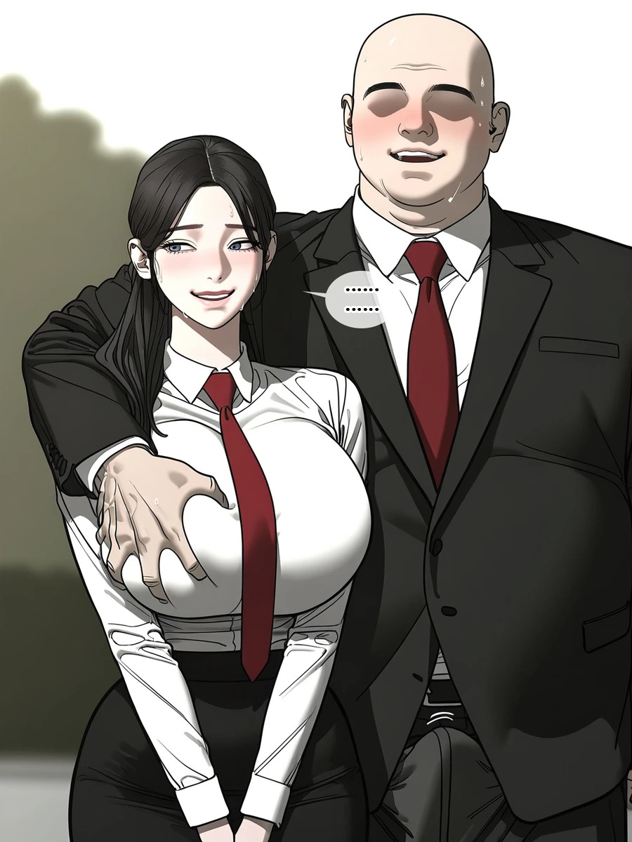 blush, breasts, bulge, father and daughter, groping, groping breasts, male, netorare, old male, old man, older male, school uniform, schoolgirl, sexual harassment