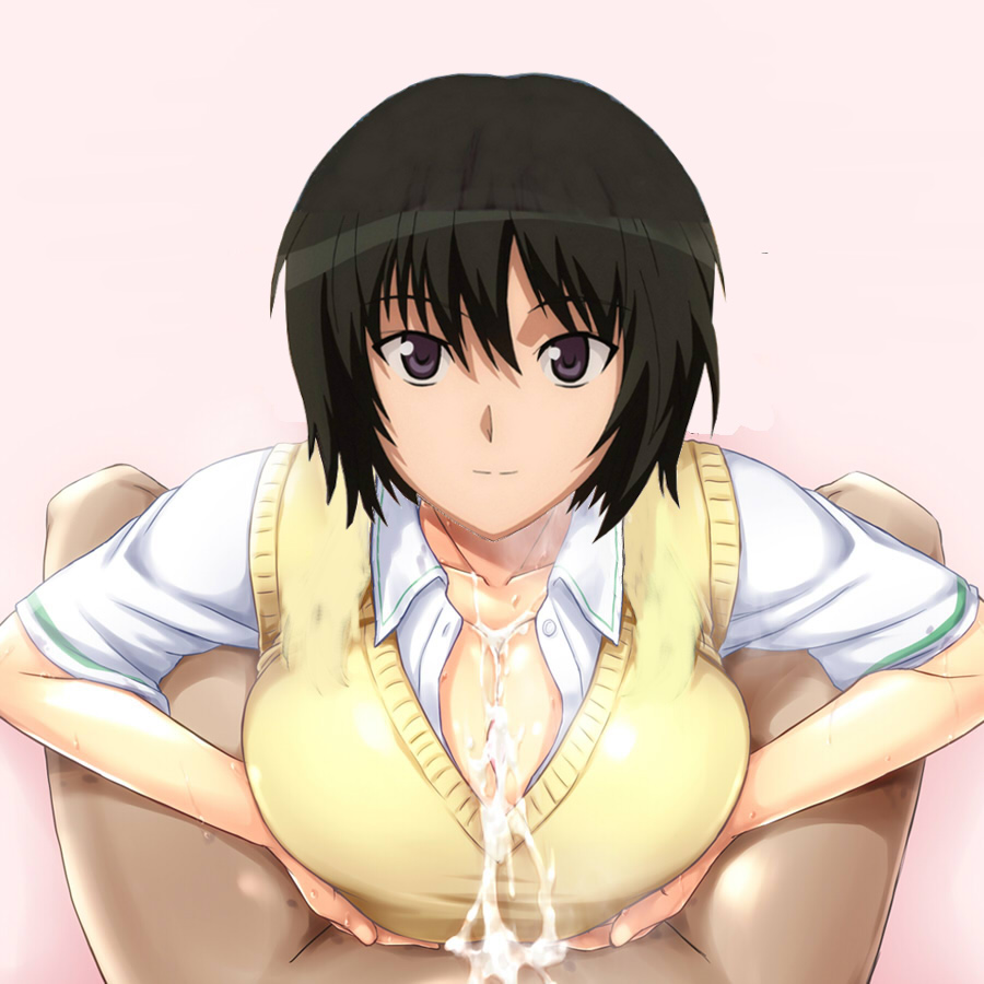 amagami black_hair cum cum_on_clothes female male nanasaki_ai paizuri paizuri_under_clothes short_hair straight tagme