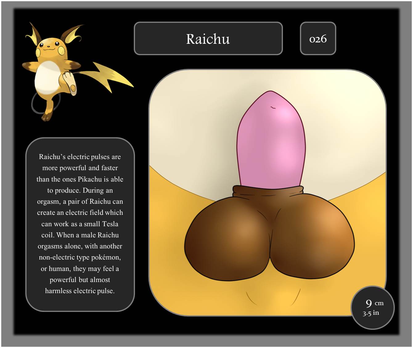 2014 balls erection feral male male_only nintendo penis pokedex pokemon pokemon_(species) raichu solo text video_games zekromlover