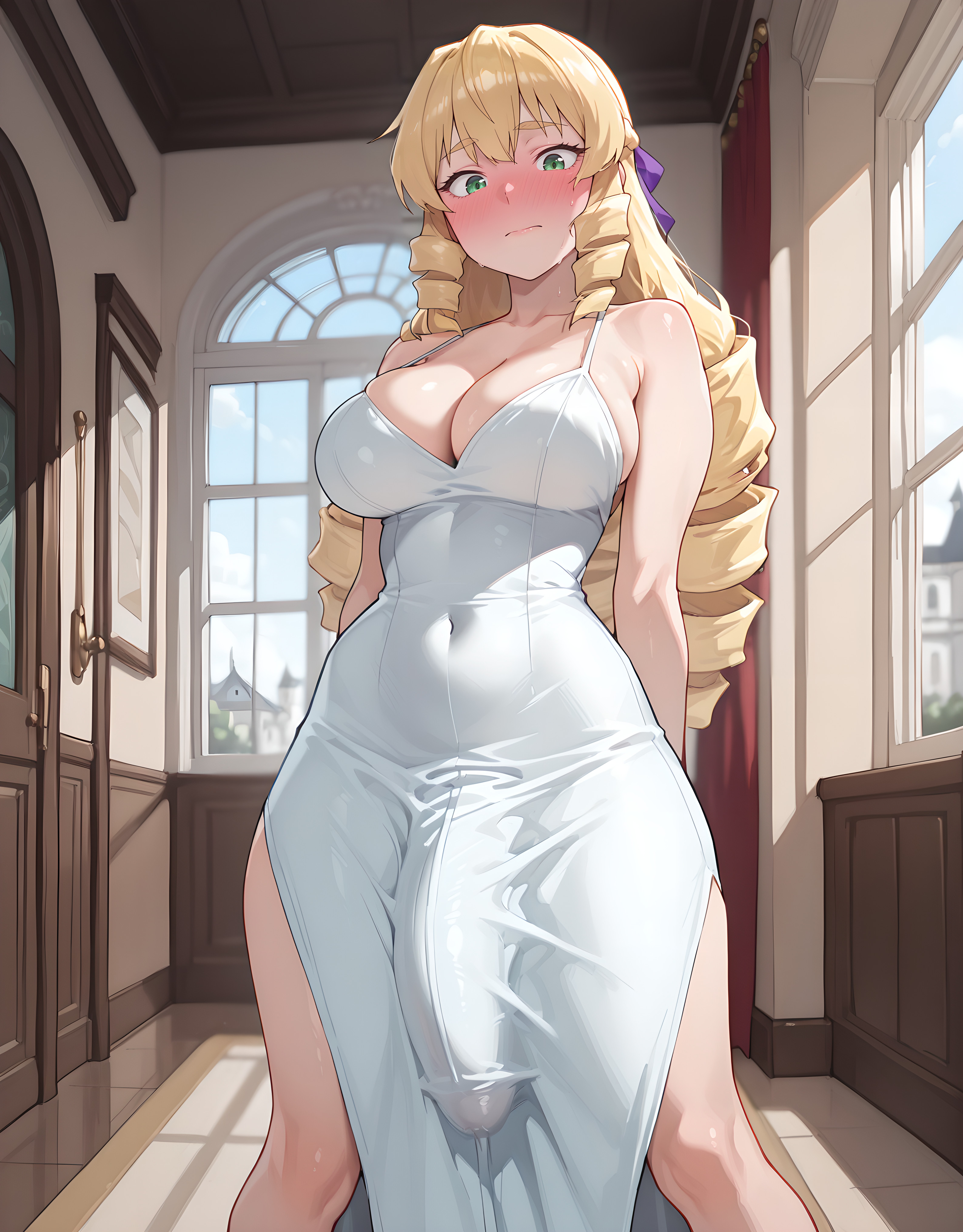 1futa, ai generated, akuyaku reijou tensei ojisan, balls, big ass, big balls, blush, breasts, futa only, futanari, grace auvergne, grapesss, huge cock, intersex, large penis, penis, testicles, thighs, uncensored