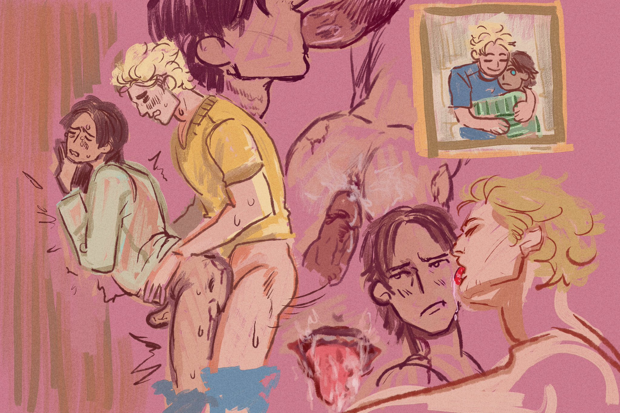 2boys, against wall, big brother, bite mark, bite mark on ass, bite marks, blowjob, brother and brother, brotherly love, brothers, cum on tongue, cumshot, cumshot in anus, cumshot on ass, curly, curly (mouthwashing), framed photo, framed picture, fucked from behind, gay, gay incest, hi res, incest, incestuous, jimmy (mouthwashing), kinktober, kinktober 2025, licking, licking cheek, little brother, male, mouthwashing, penis, siblings, sucking penis, sweating, taboo