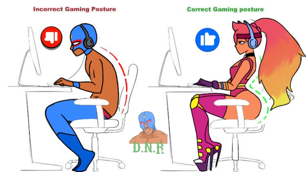1boy, 1girls, amber (brawl stars), ass, brawl stars, bubble trouble amber (brawl stars), chair, colored, computer, correct gaming posture (meme), el primo (brawl stars), female, high heels, huge ass, male, meme, side view, sitting, sketch, text