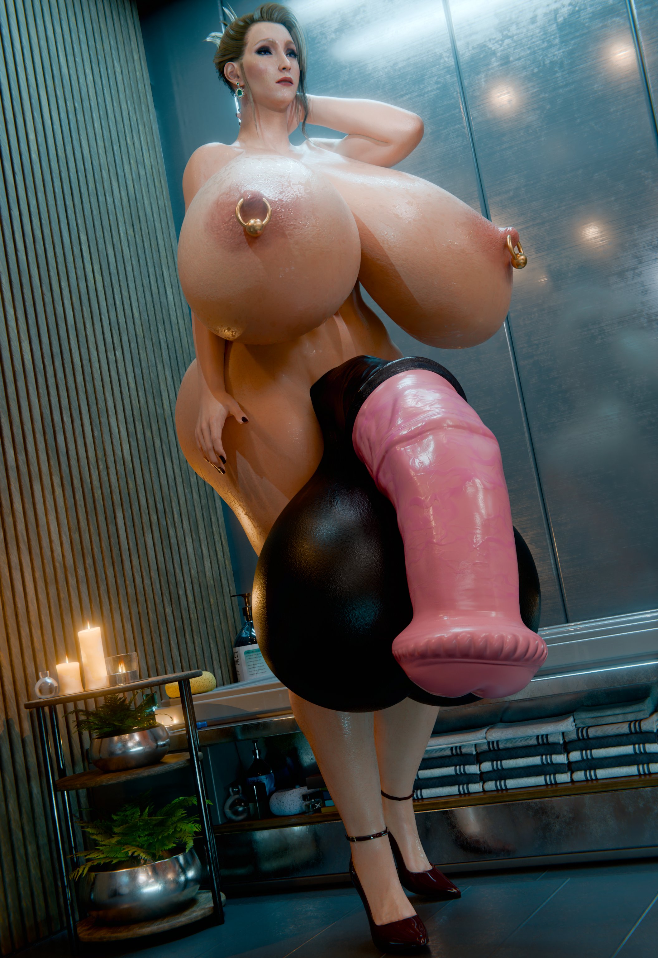 1futa, 3d, balls, blonde hair, breasts, final fantasy, final fantasy vii, final fantasy vii remake, futa only, futanari, high heels, horsecock, huge ass, huge balls, huge breasts, huge cock, hyper, hyper balls, hyper breasts, hyper penis, intersex, nipple piercing, penis, scarlet (ffvii), shiny balls, shiny skin, spookieshade, square enix, tagme, thick thighs