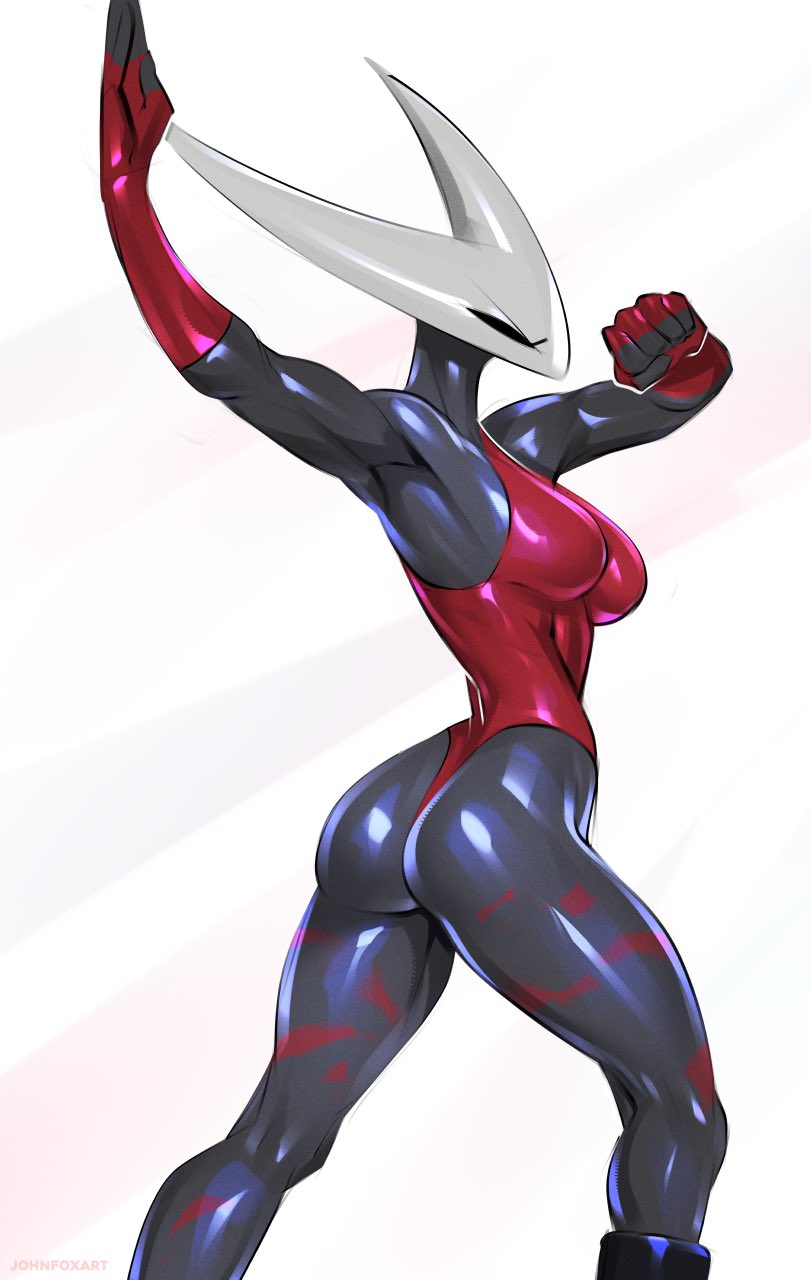 1girls, 2025, anthro, arthropod, artist name, ass, athletic female, back view, big ass, big breasts, black body, black skin, breasts, cammy white (cosplay), clothed, clothing, female, female anthro, female only, fingerless gloves, gloves, hips, hollow knight, hollow knight: silksong, hornet (hollow knight), johnfoxart, leotard, non-human, solo, street fighter, thick thighs, thighs, video games, wide hips