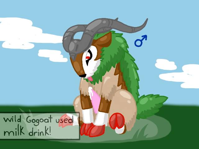 caprine cum drakenknight drink goat gogoat grass horn male male_only mammal nintendo penis pokemon red_eyes solo tongue video_games wold