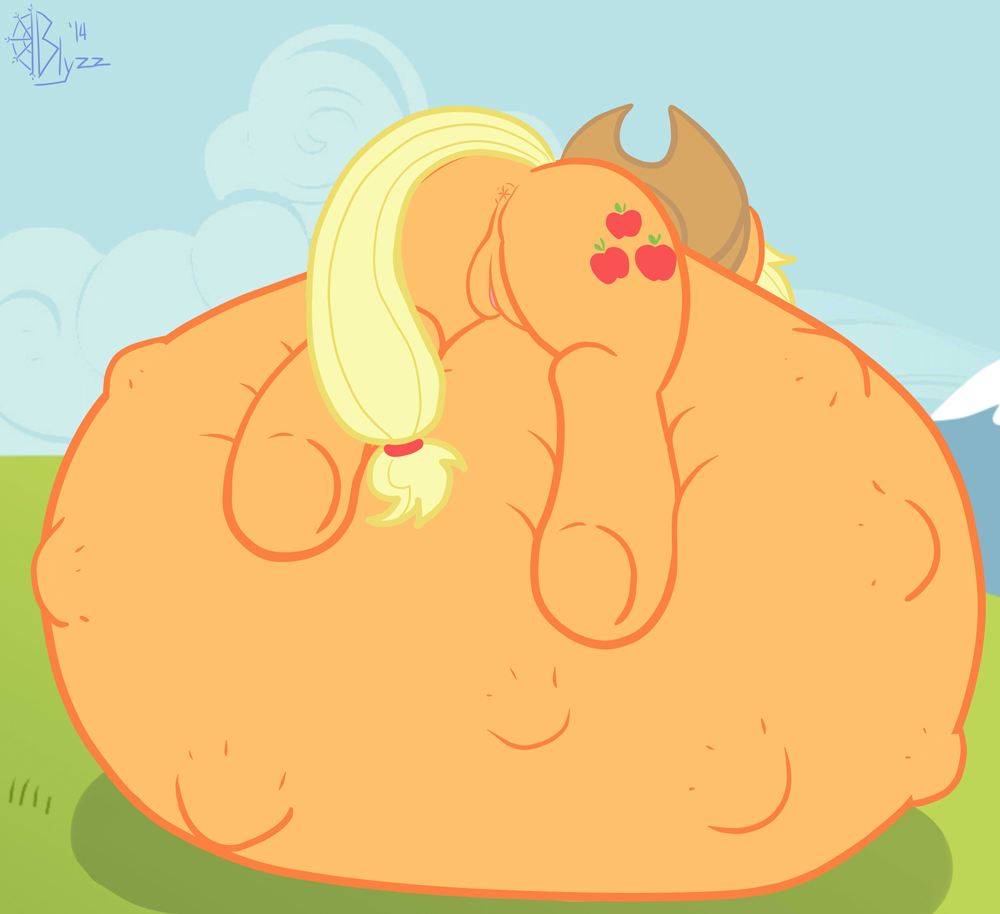 2014 anus applejack_(mlp) ass blyzzarde cowboy_hat cutie_mark equine female feral fetal_movement friendship_is_magic fur hat horse kicking mammal my_little_pony orange_fur pony pregnant pussy solo