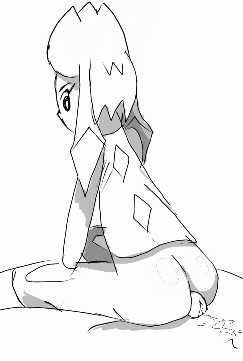 ass black_and_white buttjob cum female glaceon humanized laudegrance looking_back no_pants penis pokemon