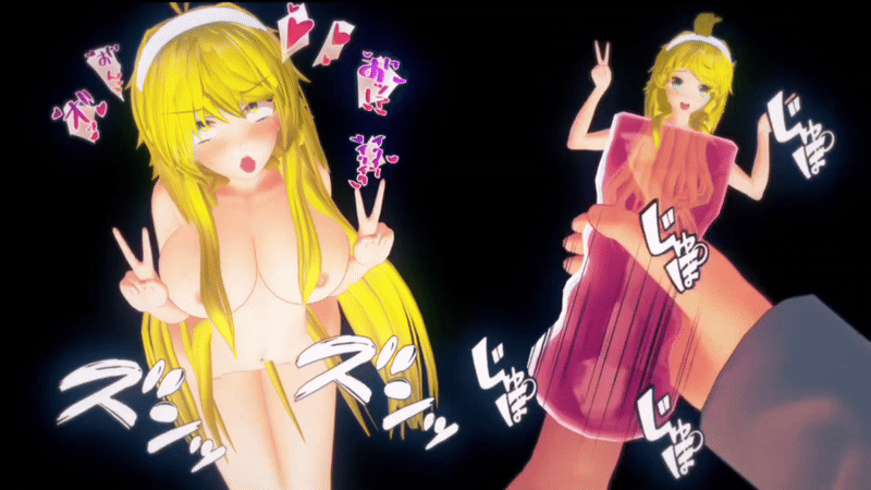 3d ahe_gao ahegao_face animated blonde_hair breasts edit edited green_hair horny_expression kaori_(doki_doki_literature_club) koikatsu loop looping_animation male male_masturbation masturbation onahole voodoo_doll